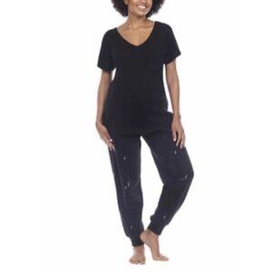 Honeydew Ladies' Embroidered Lounge Set, 2-piece Pajamas (Black, X-Large)